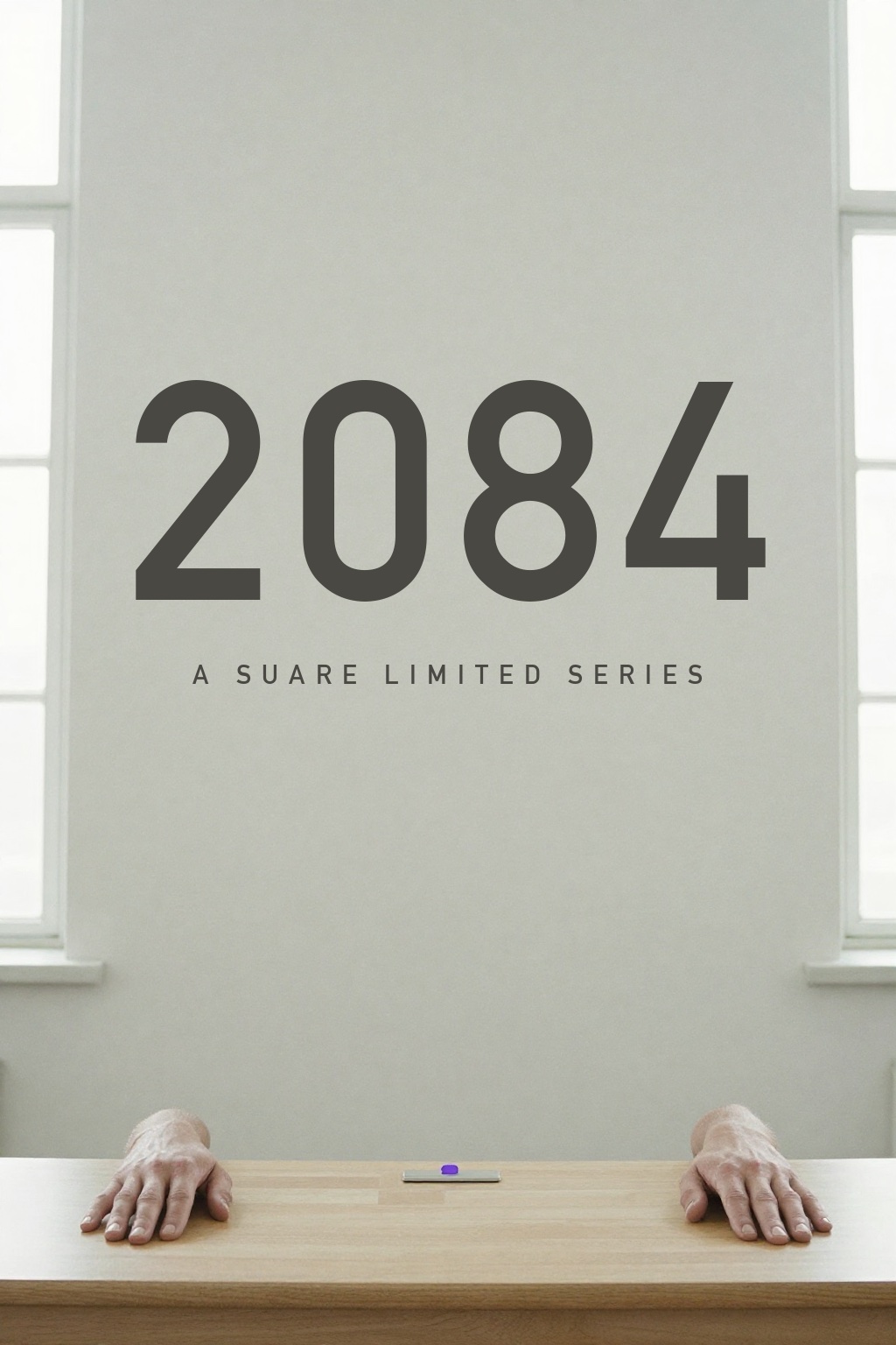 Hands placed on a table in a light-toned frame — 2084.